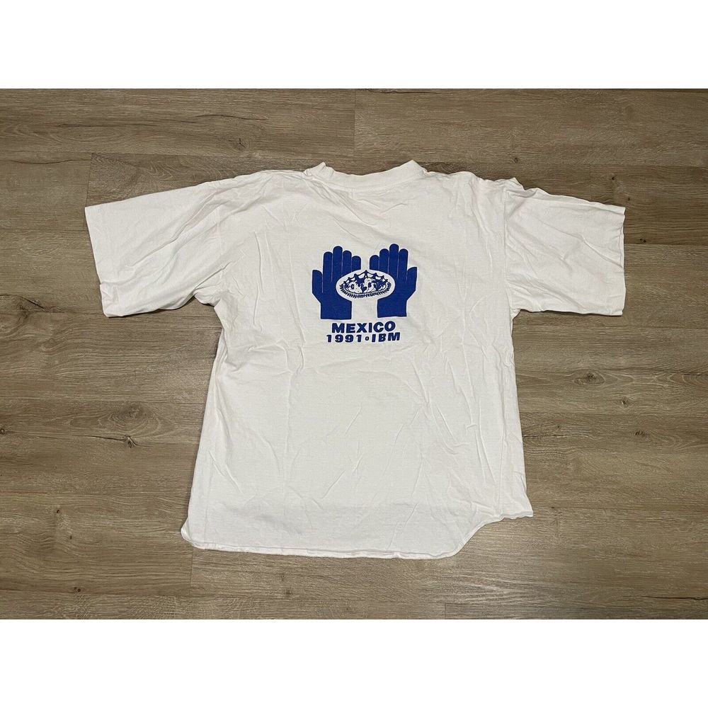 Vintage 1991 Ibm Mexico Cpu Computer Sz Xl Promo Tee T-Shirt White